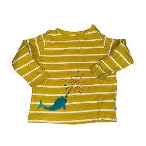 Piccalilly Tee Long Sleeve Narwhal Striped Yellow Size 12-18 Months
